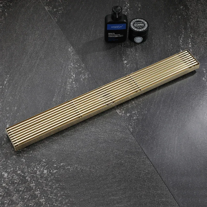 Long floor drainer 150cm anti odor brushed gold linear shower drain mondeway