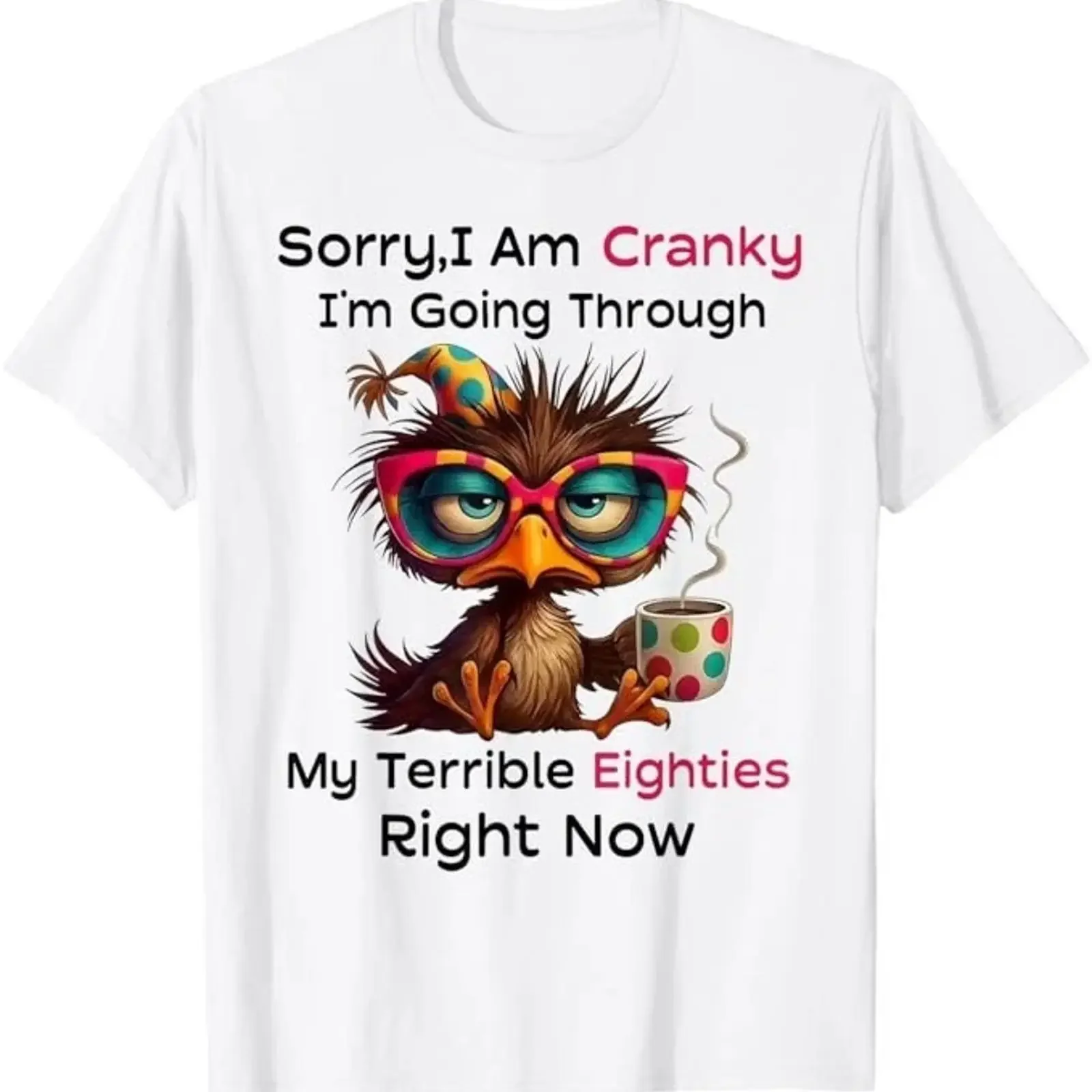 Sorry I Am Cranky I'm Going Through My Terrible Eighties T Shirt vintage Washed Top For Everyday Wear Slightly Soft