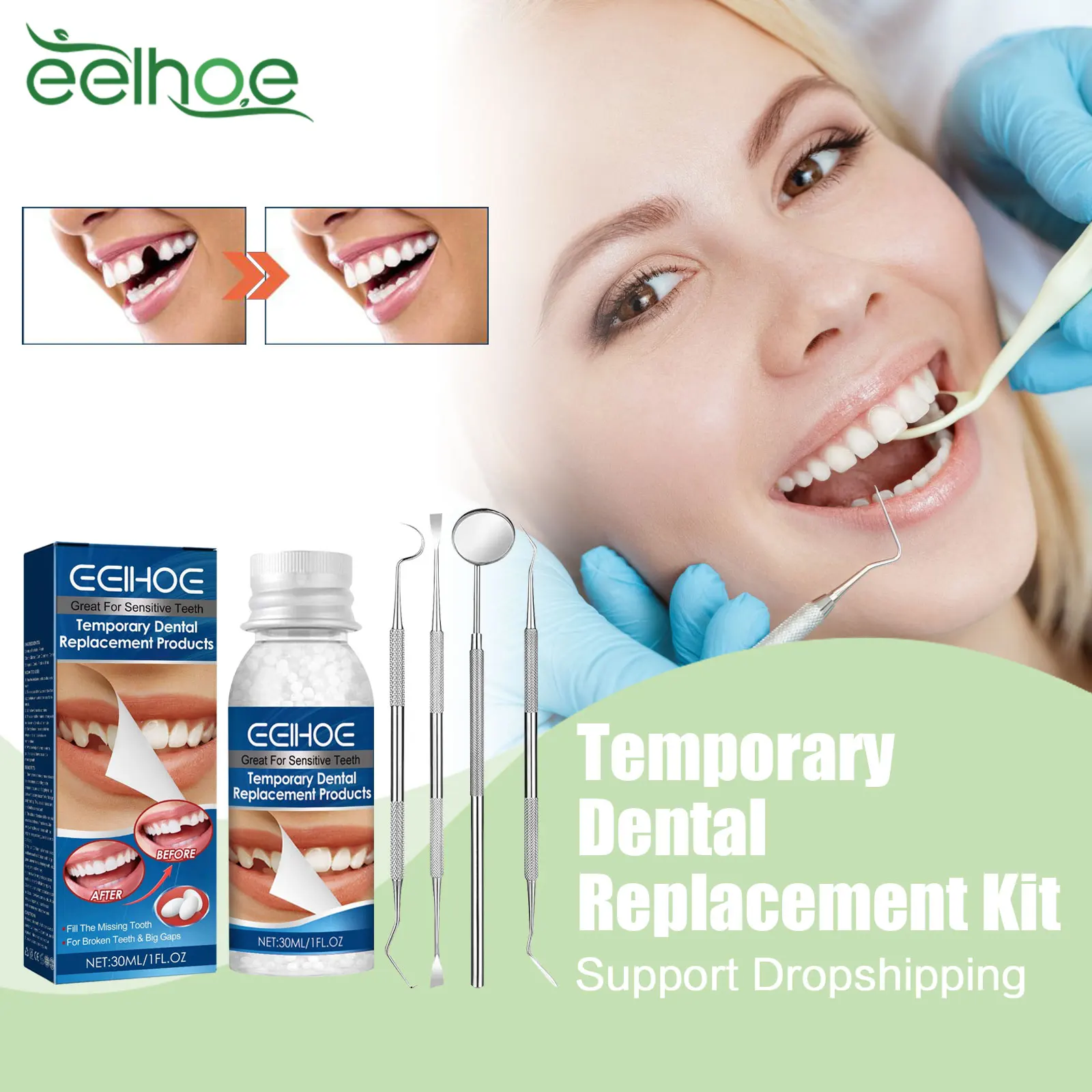 

Temporary Dental Replacement Kit Teeth Modification Missing Broken Teeth Repair Creating Perfect Smile False Teeth Solid Glue