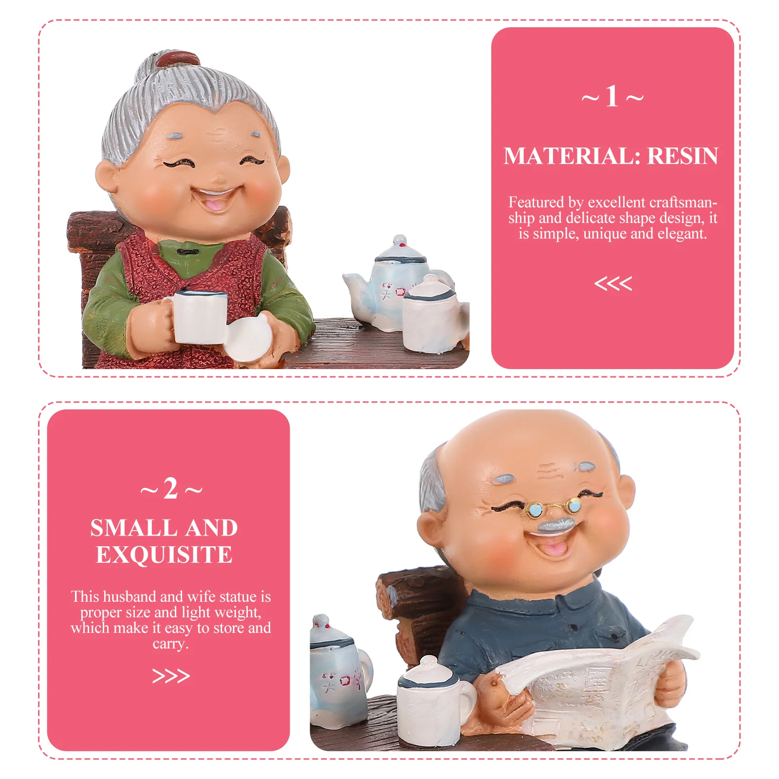 

1Pcs Creative Elderly Couple Resin Crafts Romantic Valentine Desktop Decoration Resin Wedding Figurines Home Office Decor