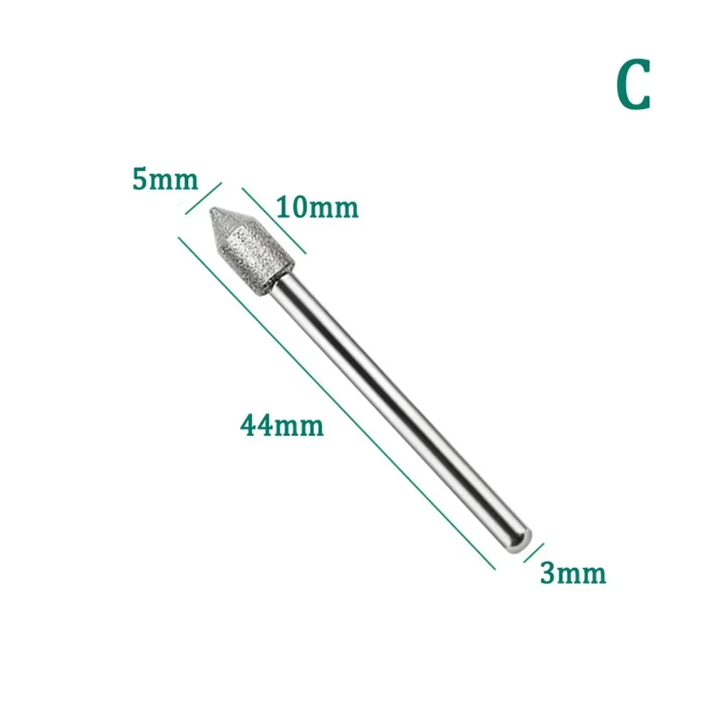 Tiges de meulage de gravure de galvanoplastie en diamant durable, propositions de 3mm, outils carimplantés en argent, 1 PC