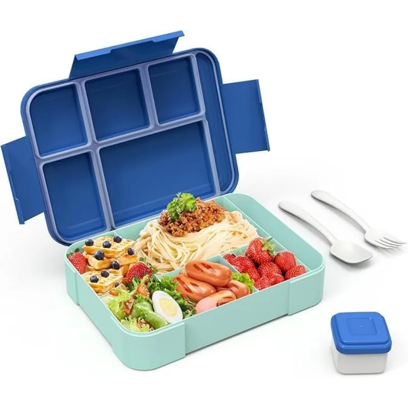 

For 6 Compartments Tableware Sauce Design Meal Prep Container Convenient 1330ML Bento Lunch Box Kids Adults Toddlers