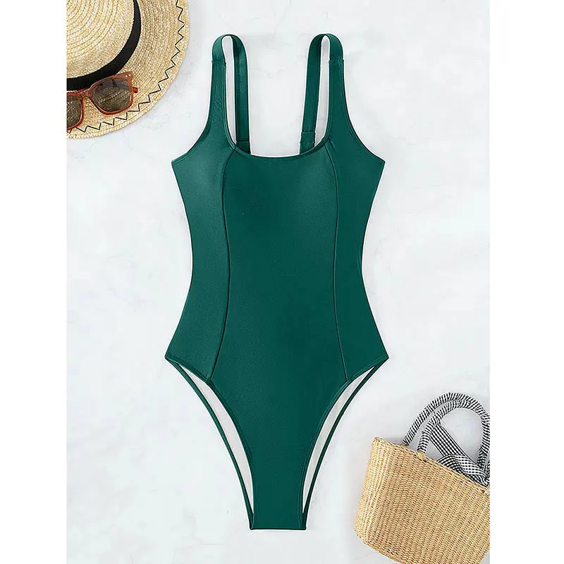 Traje de baño de talla s-xxl para mujer, bikini de una pieza con vendaje en la espalda negro, traje de baño de cintura alta, trajes de playa, bikini