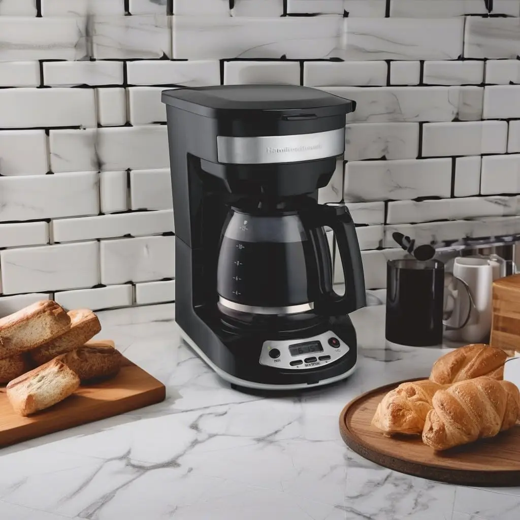 12-Cup Programmable Drip Coffee Maker with Auto Pause, Brew Options, and Glass Carafe in Black Stainless