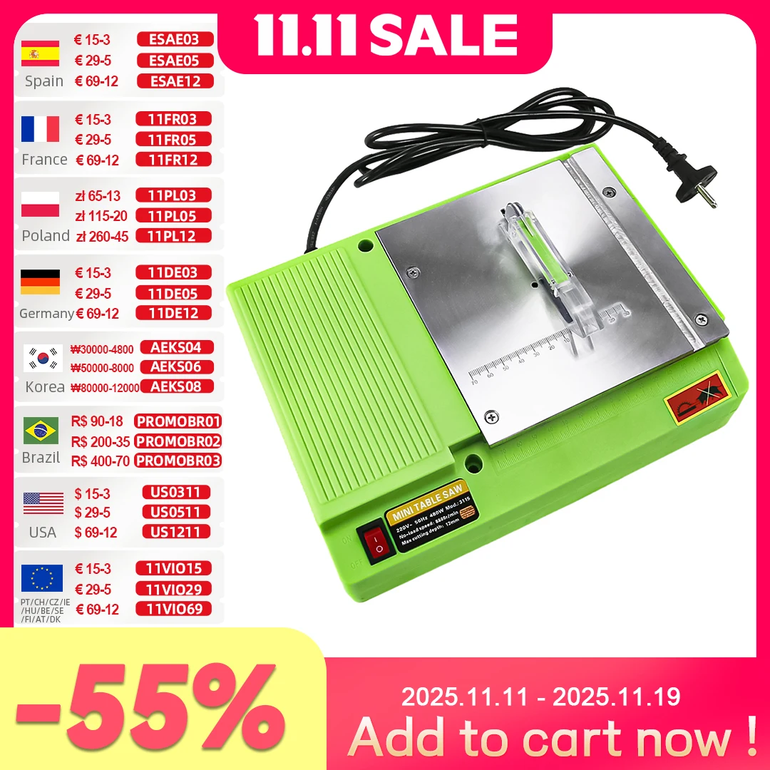 

ALLSOME 220V Mini Table Saw Handmade Woodworking Bench Saws Cutting Tool 480W BG-3115