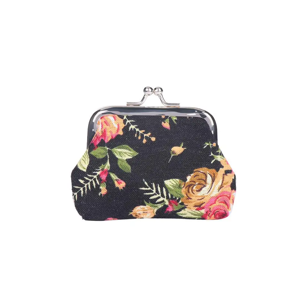 Women  Lady Retro Vintage Flower Mini Coin Purse Credit Card Holder Small Wallet Clutch Bag