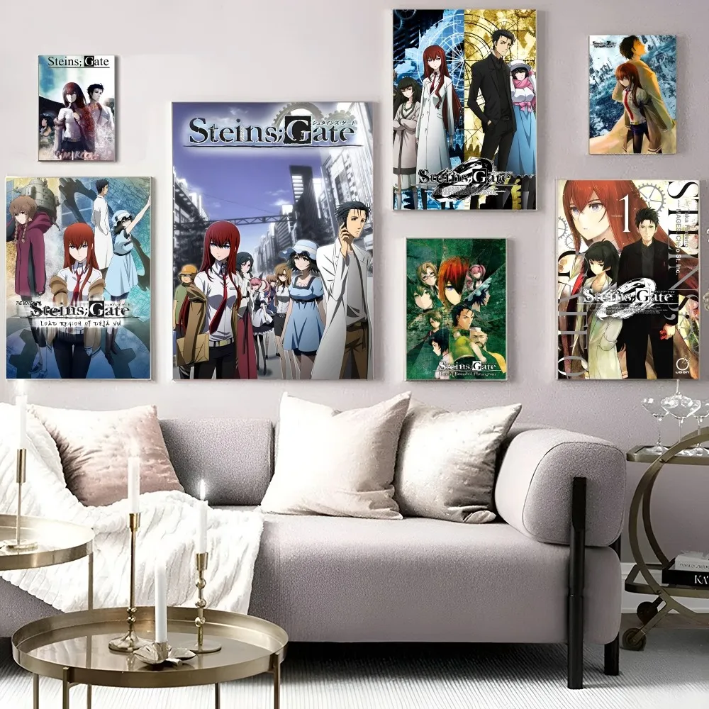 Anime Steins Gate Classic Movie Posters Vintage Room Bar Cafe Decor Nordic Home Decor