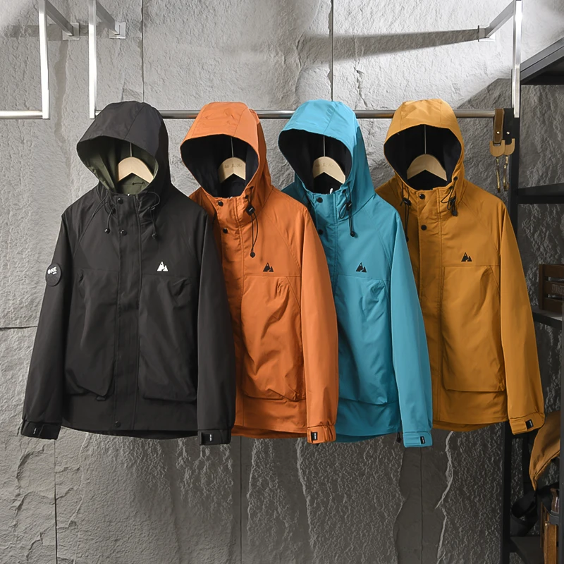 Outdoor Windproof Jacket Men's Spring Fashion Urban Loose Fit Long Sleeve Hooded Coat Couples Matching Outerwear