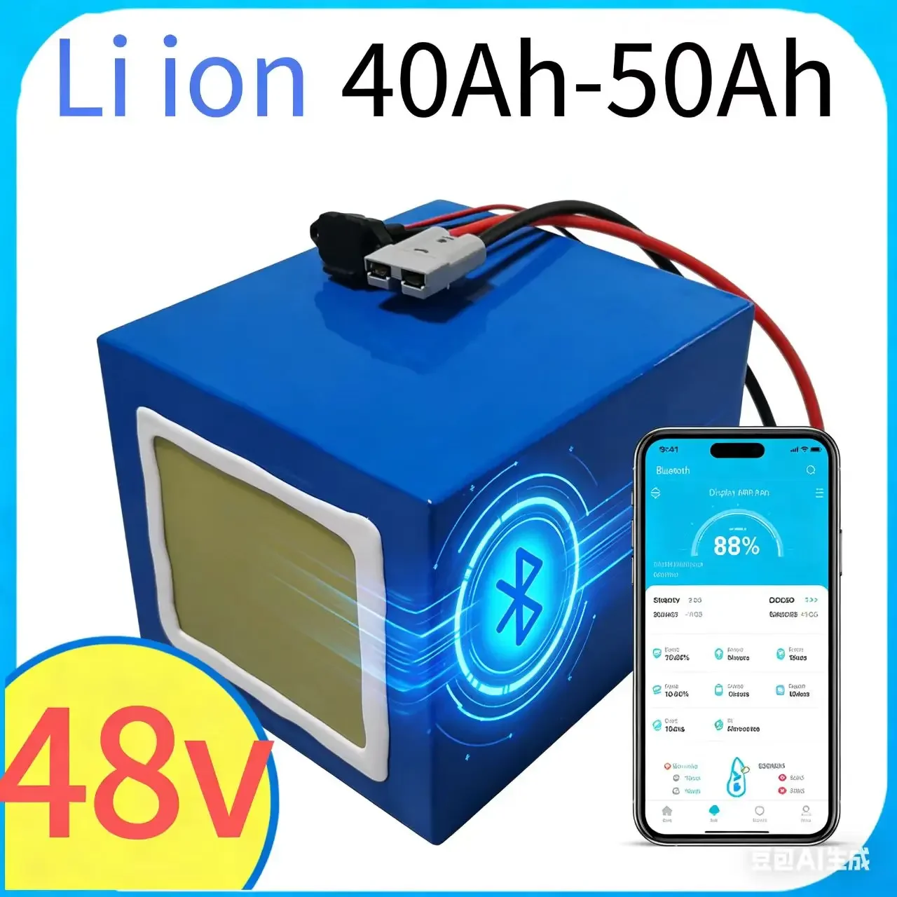 48V 50Ah LiFePO4 Battery: Your Ultimate Power Source With Bluetooth BMS APP & 5A Charger | Perfect for E-Scooters, E-Bikes, Tric