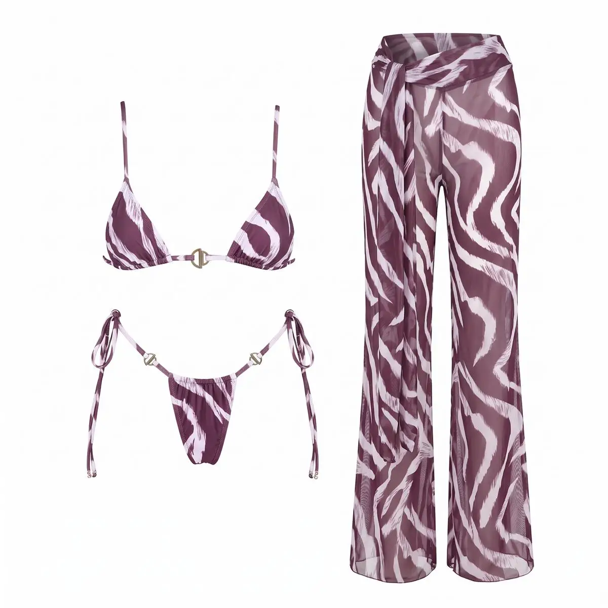 Micro 3Pcs Sexy Bikini Sexy Women Bandeau Biquini Female Swimsuit Push Up Swimwear Mini Skirt Cover Up Bathing Suits Beachwear