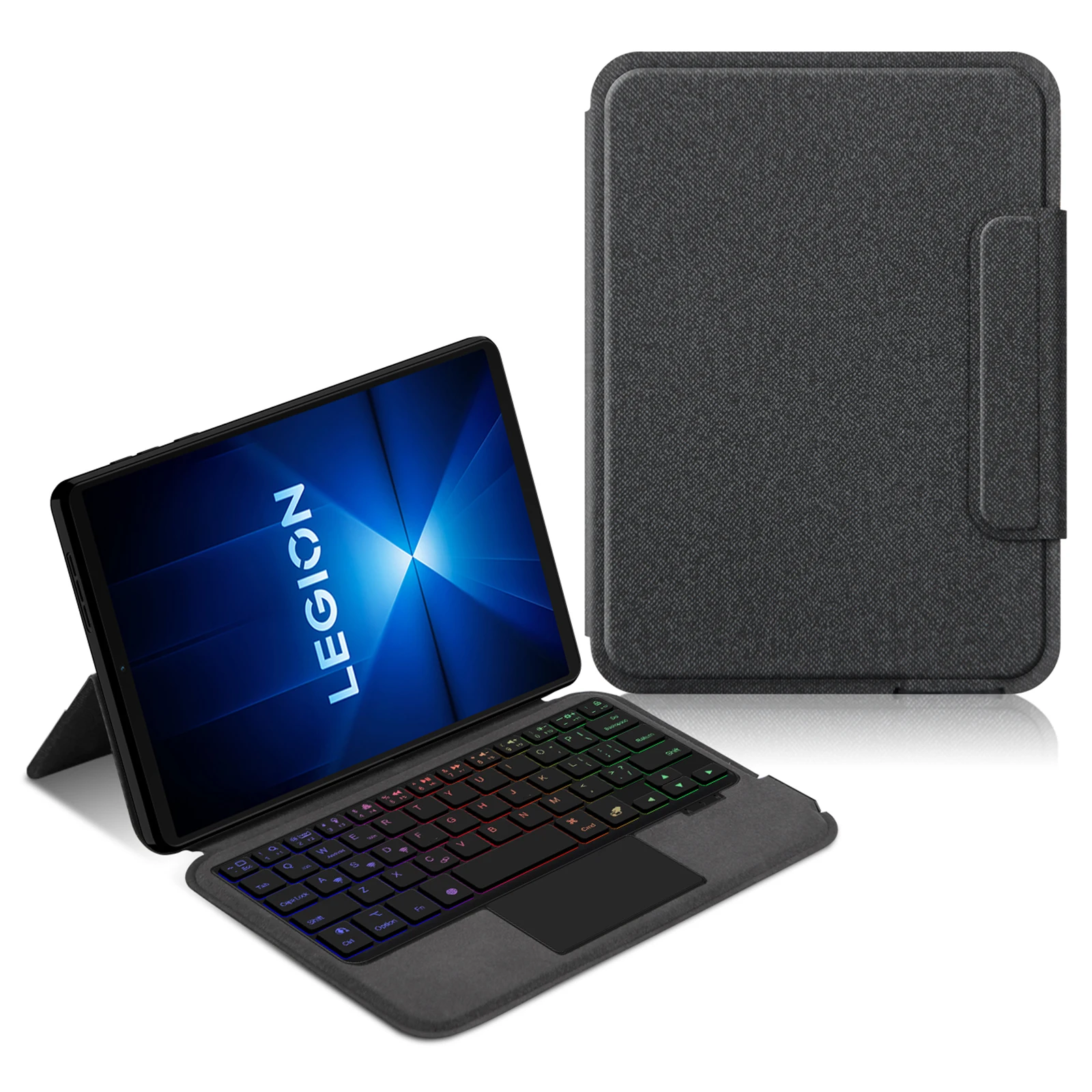 

For Lenovo Legion Y700 (2025) Leather Case + Touchpad Bluetooth-Compatible Keyboard with Backlit