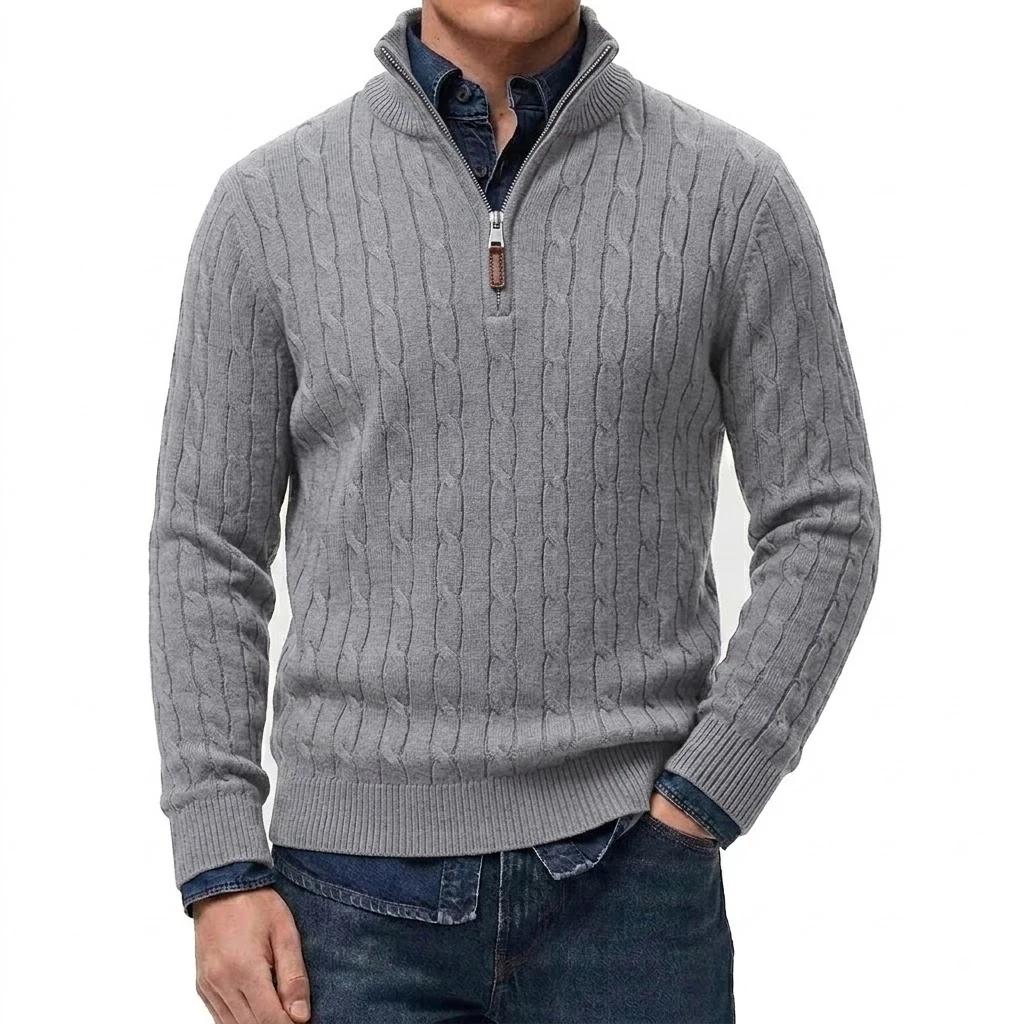メンズカジュアルスタンドカラーカーディガン ハーフジップ ケ - Men'S Fashion Zip Sweater のレビューと価格
