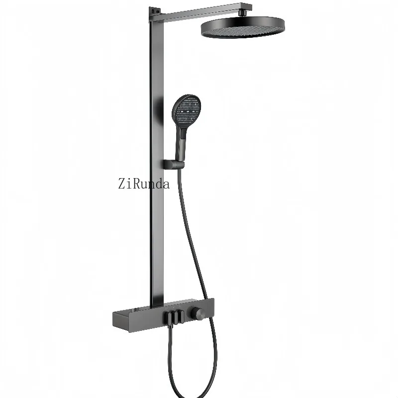 

American Gun Ash Intelligent Digital Display Bathroom Shower Shower Set Pressurized Handheld Top Spray Hot and Cold Water