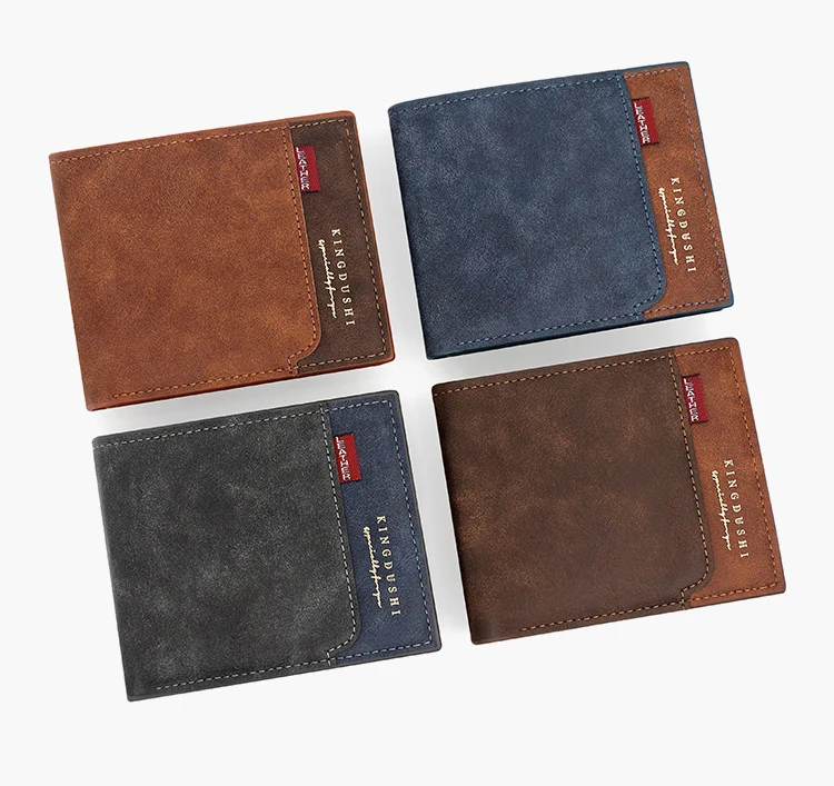 Kostenloser Name Gravur neue Männer kurze Brieftaschen hochwertige klassische Karten halter einfache männliche Geldbörse Reiß verschluss Münz tasche Männer Geld klammern – Detail 5