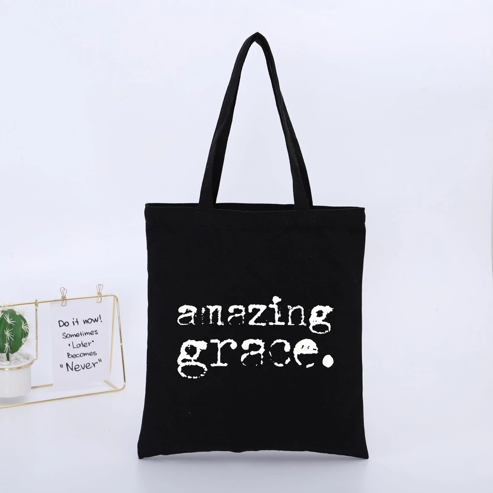 Men's Letter Print Canvas Tote Bag, Typography Design for Daily Shopping and Casual Outings