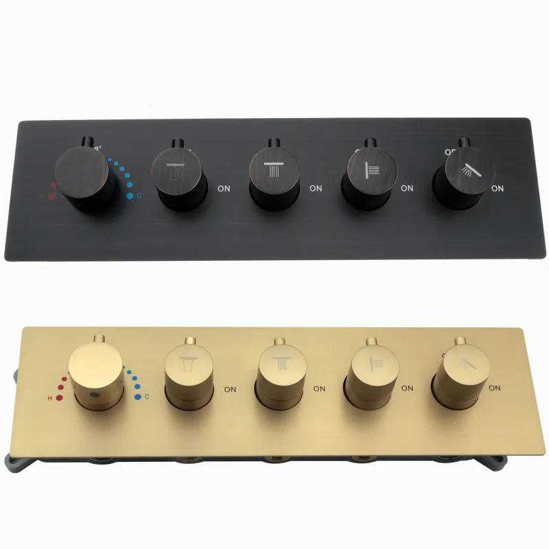 

ORB Thermostatic Shower Valve 4-Function Diverter Concealed Mixer Valve with Circular Knob Bathroom Shower System Accessories