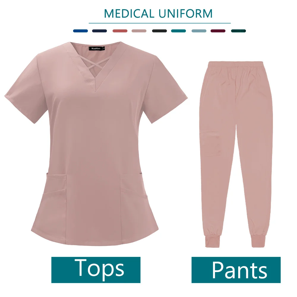 Medical Uniforms Women Scrubs Sets Nurse Accessories Hospital Scrub Tops Joggers Doctors Dental Beauty Spa Lab Workwear Clothes