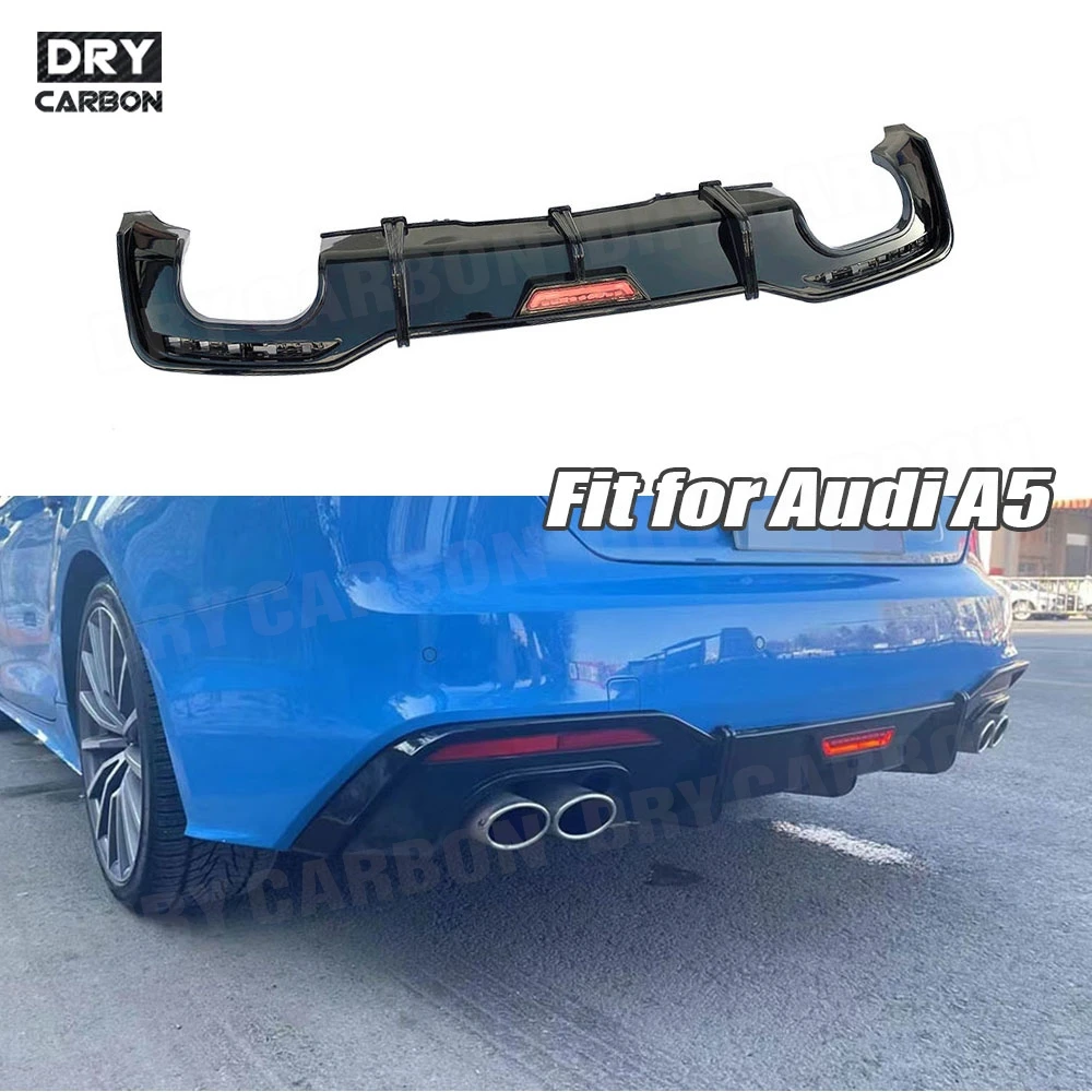 

Rear Bumper Lip Spoiler with Light for Audi A5 S5 Sline Sedan 2017+ not Standard Model Car Diffuser Chin Bodykits Accessories