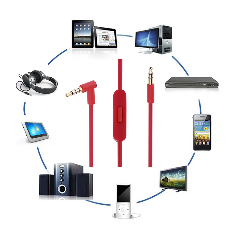 استبدال 3.5 مللي متر L جاك وصلة كابل الصوت سلك ل يدق سولو HD ستوديو برو