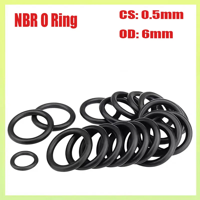 50 قطعة NBR يا خاتم CS 0.5 مللي متر OD 6 مللي متر ختم غسالة النتريل المطاط O-حلقة السباكة جوانات النفط مقاومة ارتفاع درجة الحرارة Oring #1