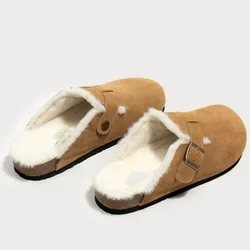 Winter Women's Slippers Round Toe Slipper Women Indoor Slippers Outdoor Casual Keep Warm Women Suede Slides Warm Shoe Size 35-40