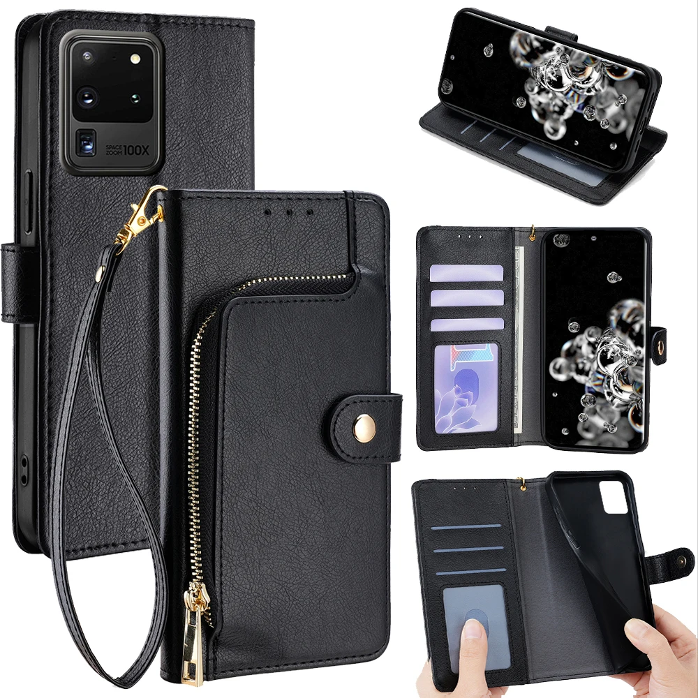 

Gefenis Fashion Magnet Buckle Mobile Phone Case For Samsung Galaxy S20 Ultra FE S10 S10E S9 S8 Plus Lite Zipper Wallet Leather F