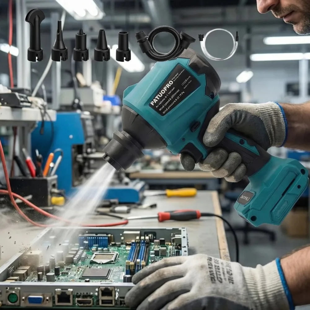 

PATUOPRO Бесщеточный пылеочиститель, высокоскоростной вентилятор, многофункциональный электромобиль, электроинструмент для деревянной мастерской для батареи Makita 18 В