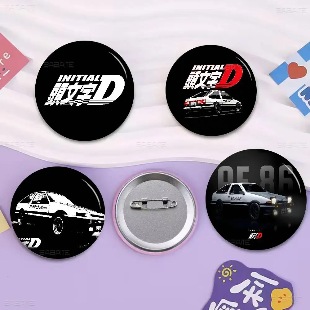 JDM Initial D AE86 Car 58mm Cute Series Pins Funny Badge Interesting Cartoon Animals Brooches Backpack Clothes Gift Accessory