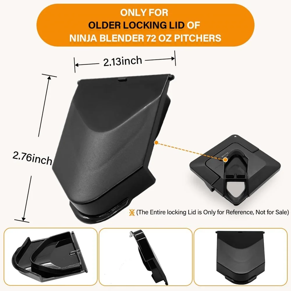 Pour Spout Cover Lid Flap Spout Cover for Ninja Blender 72oz Pitcher Square Top, Black, BL660 BL740 BL770 BL771 BL772