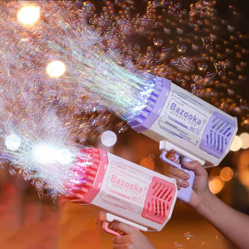 69 Holes Bubble Gun Soap Maker Machine Guns Automatic Rocket With LED 88 Holes Light Gatlin Bubbles Blower Outdoor Toys