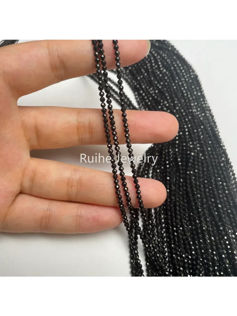 Ruihe Natural Black Spinel Round Beads 2-3.8mm 10-50 Strings As A Lot To Sell for Jewelry Making Charm Diy Woman Jewelry 2023