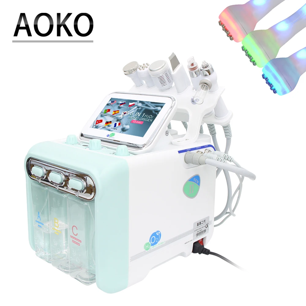 AOKO  hydrogen  6in1  Water Oxygen Jet Hydro Diamond Dermabrasion Machine Facial Dermabrasion Device for Face Clean Salon