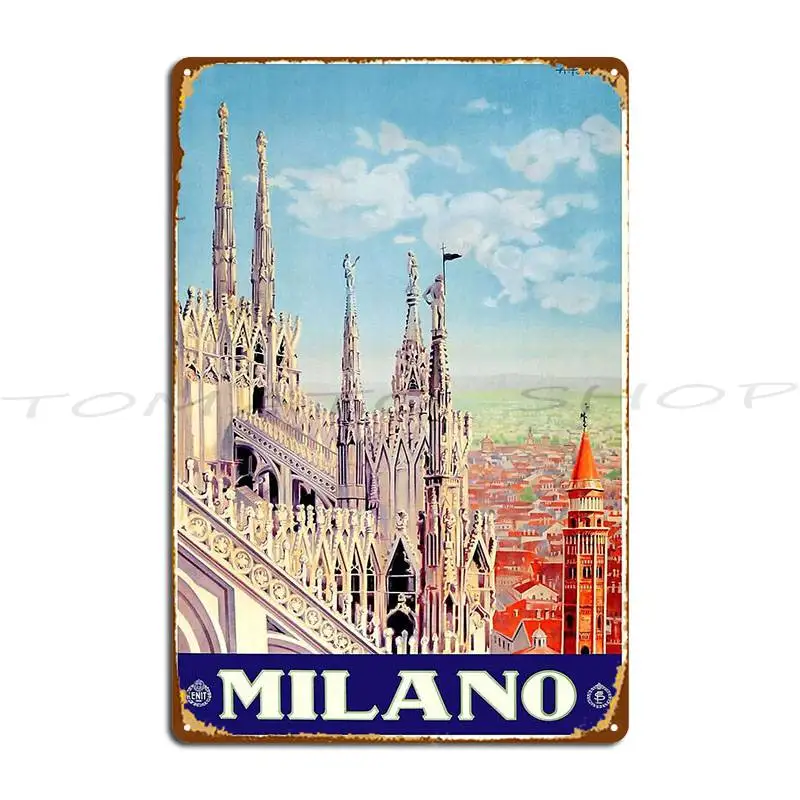 1930 Milan Cathedral Italy Travel Metal Plaque Poster Cinema Pub Plates Garage Design Tin Sign Poster