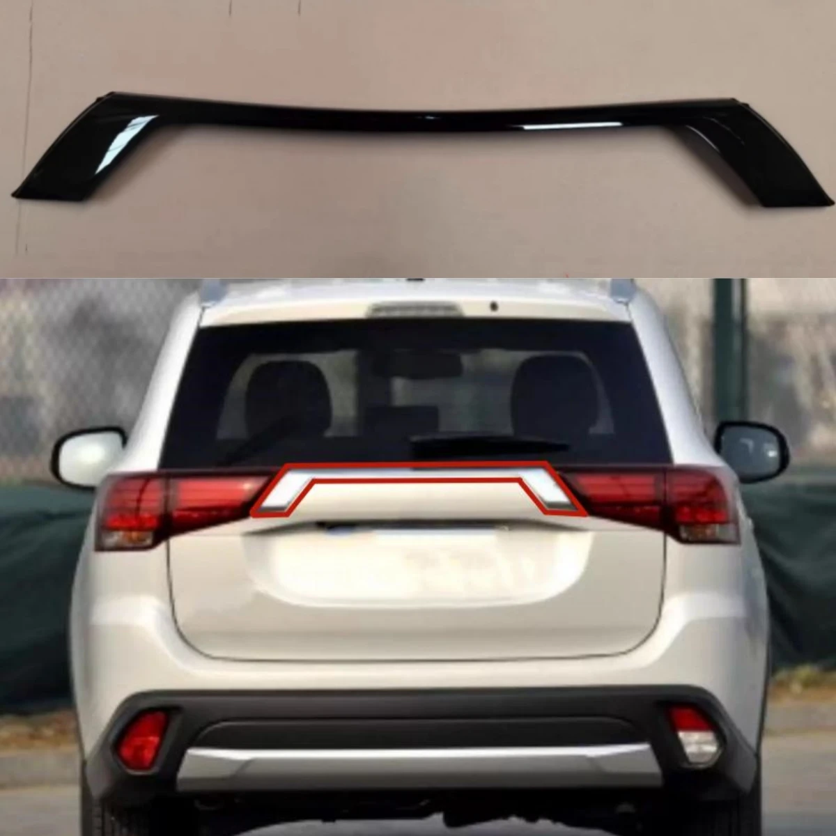 

Chrome Car Rear Trunk Strip Black Trim for Mitsubishi Outlander 2016-2021 Tailgate Trim Car Auto Accessories