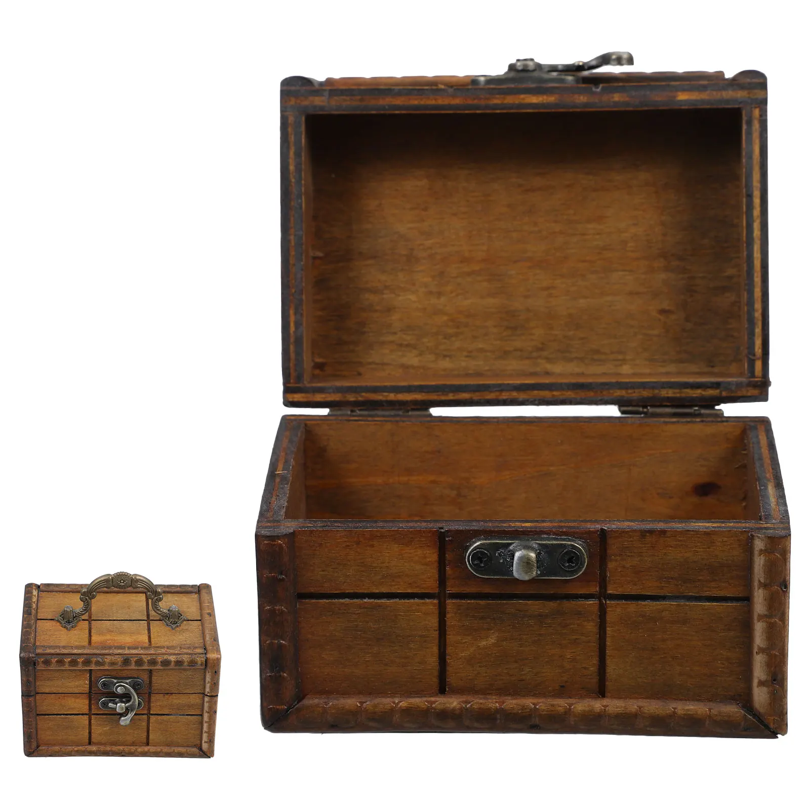 

Wooden Jewelry Box Retro Ring Container Pirate Treasure Chest Large Keepsake Case Trinket ganizer Earring Case Wooden Box