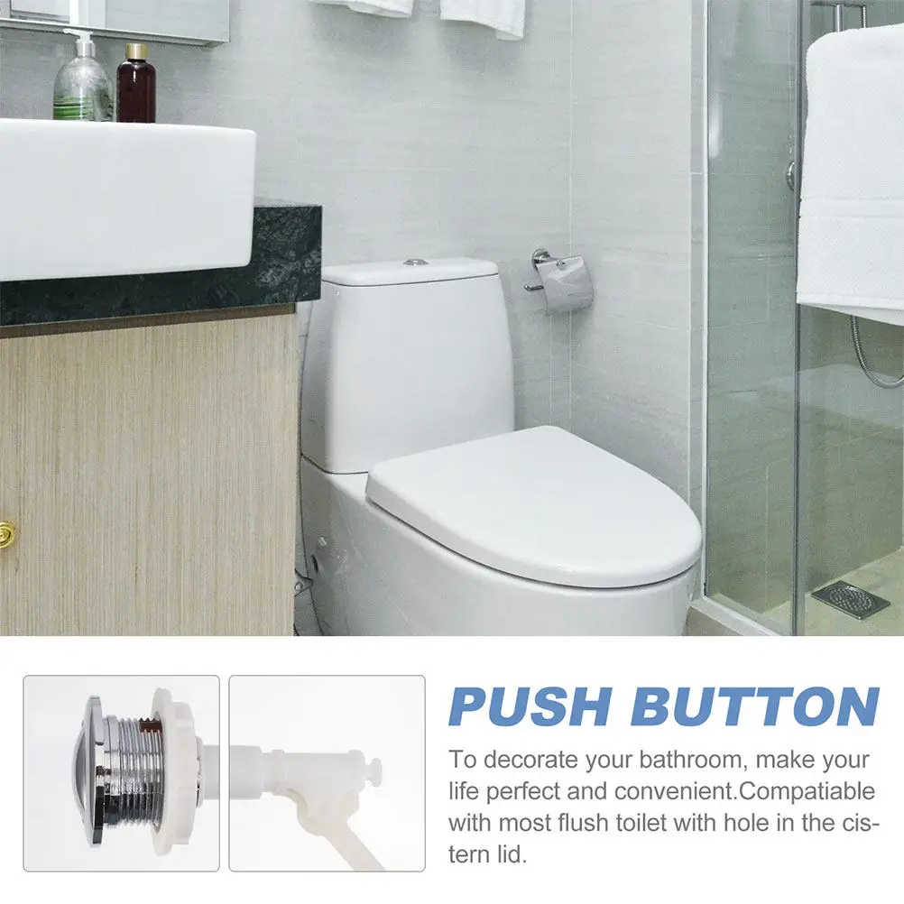 

2Pcs Toilet Water Tank Push Button Rod Round Head Flush Switch Replacement Accessory Compatible with Most Toilets Home Hotel Use