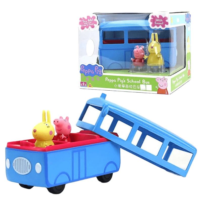 貯金箱ページ女の子ままごとおもちゃミスウサギスクールバスページジョージファミリーセット音楽誕生日ギフトオーナメントミニコレクション