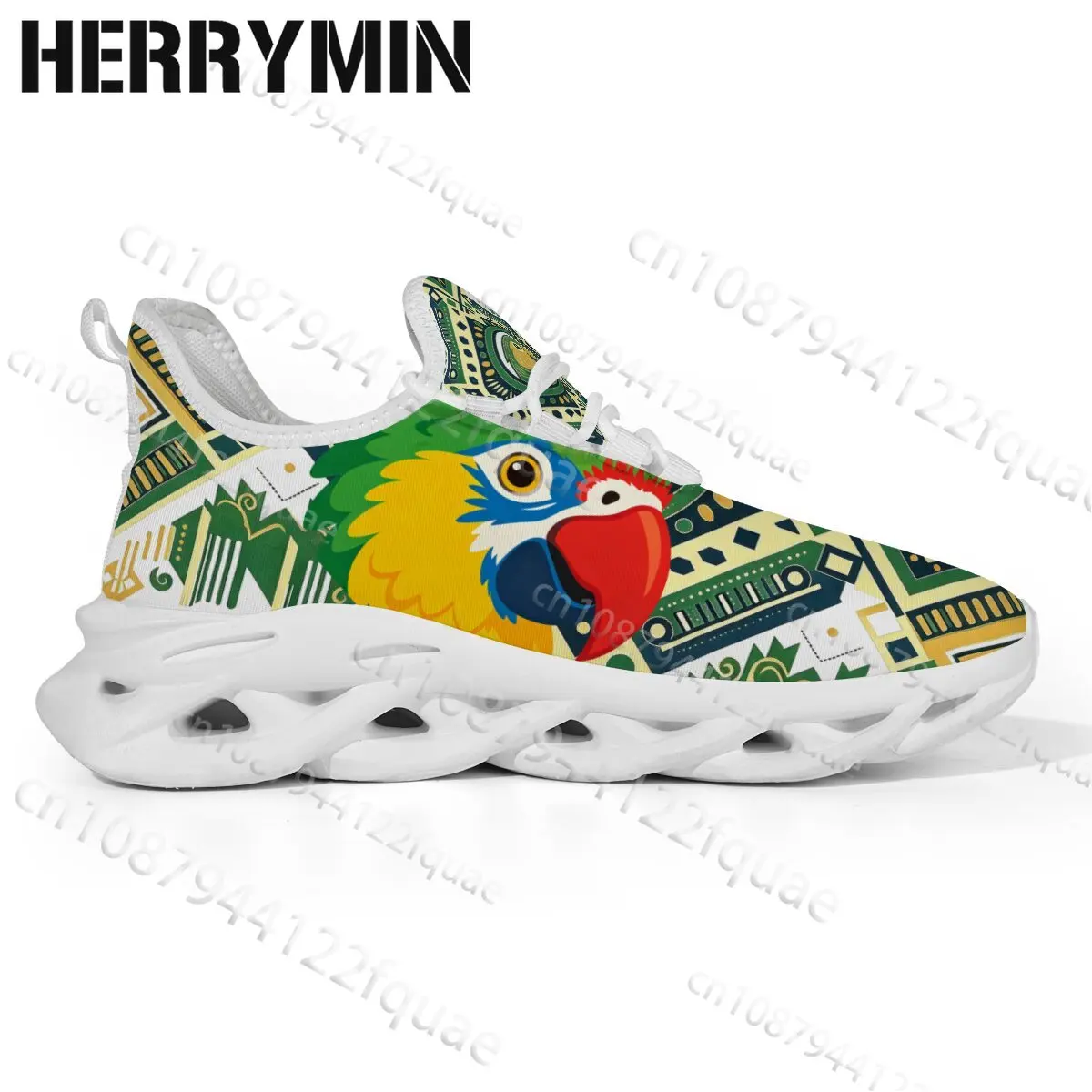 Unique Brazil Flag Parrot Print Wave Hollow Sole Sneakers Men Women Comfortable Versatile for Daily Outings Anti-slip Sneakers