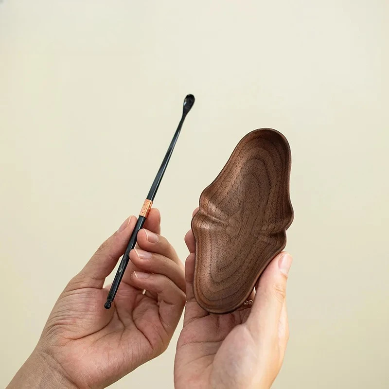 Walnut Curved Scoop Creative Tea Leaf Holder Chahe Shovel Household Awakening  Ladle Oolong Tea Tea A Horn Needle