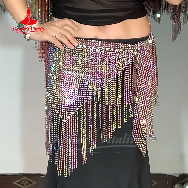 Dancer's Vitality BellyDance Fransengürtel für Damen, Senior AB, Steine, Dreieck, Quaste, Hüfttuch für Erwachsene und Kinder, orientalischer Tanz, Übungszubehör 4