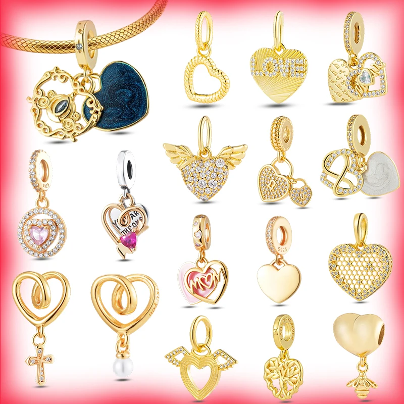 

Посеребренный кулон в форме сердца золотистого цвета с кубическим цирконием, изящное украшение для женщин, романтический подарок на каждый день, для вечеринок и свадеб.