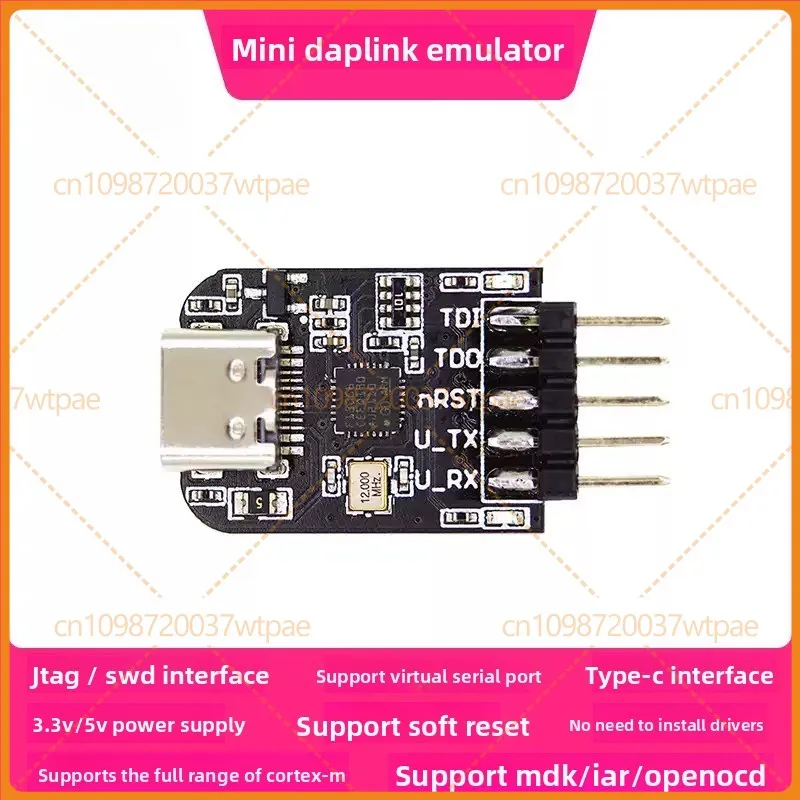 For Mini DAPLink Emulator, Type‑C, For STM32/GD32, JTAG/SWD/UART, Keil Debug & Download