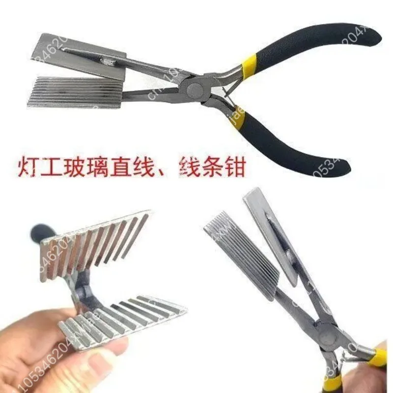 Glass Lampworking Straight Line Crimp Pliers Clamp Tool For Hot Glass Bead