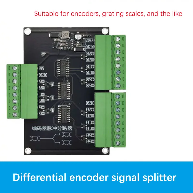 Dual Level Encoder Signal Distributor 5V TTL RS422 Supported 1 To 2 Channel Splitter For Grating Ruler Encoder Signal Transfer