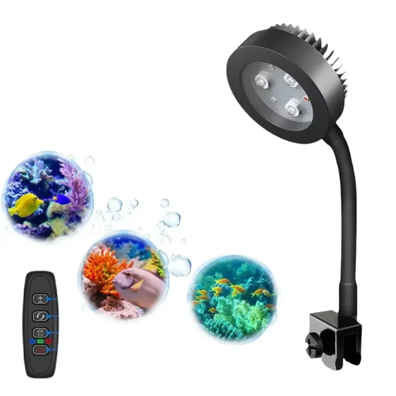 

2025 Best Selling Adjustable Timer LED Aquarium Light Full Spectrum for Coral Reef Fish Tank with 360° Bendable Clip
