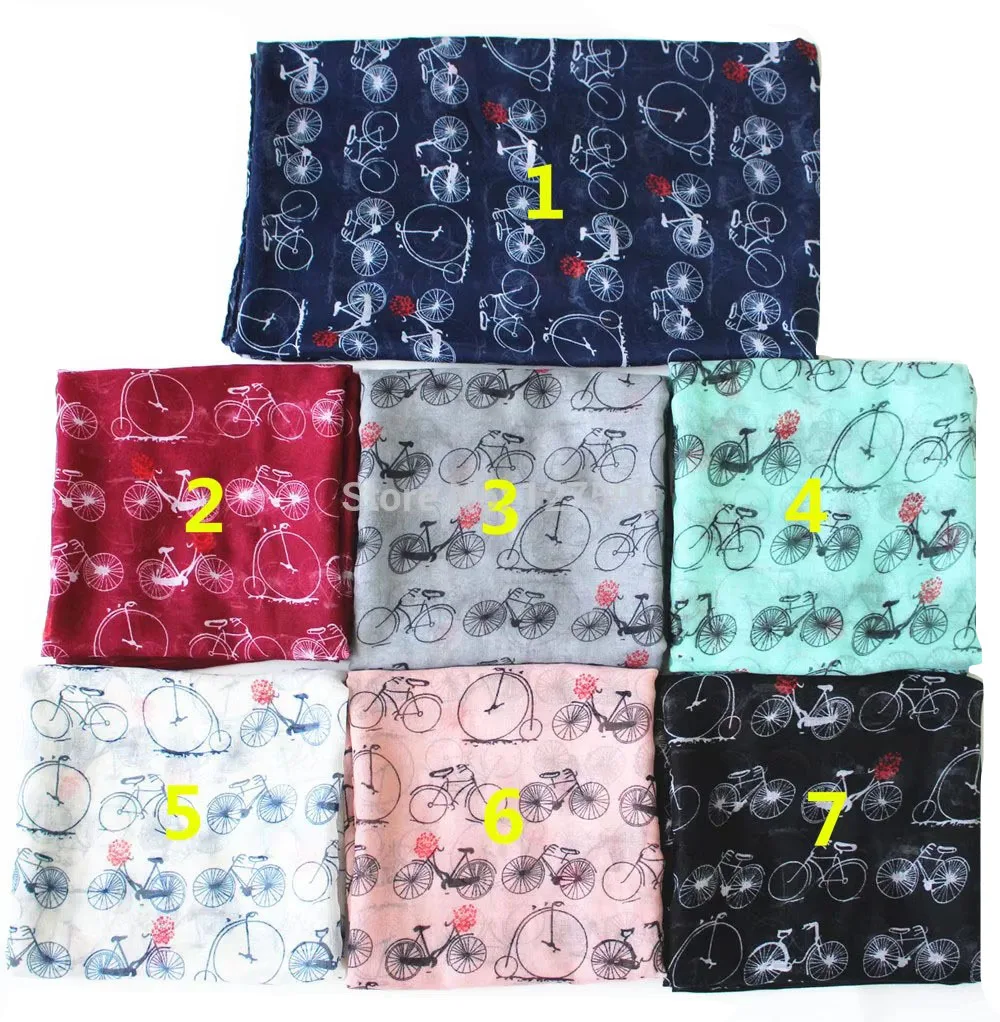 Fashion Bicycle Print Scarves Shawls Women Animal Pattern Foulard Wrap Hijab Wholesale 10pcs/LOT