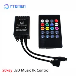 20key USB RGB pilot zdalnego sterowania LED 12V sterowanie IR LED muzyczny aktywowany ściemniacz dla WS2811 5050 2835 taśma świetlna kontroler