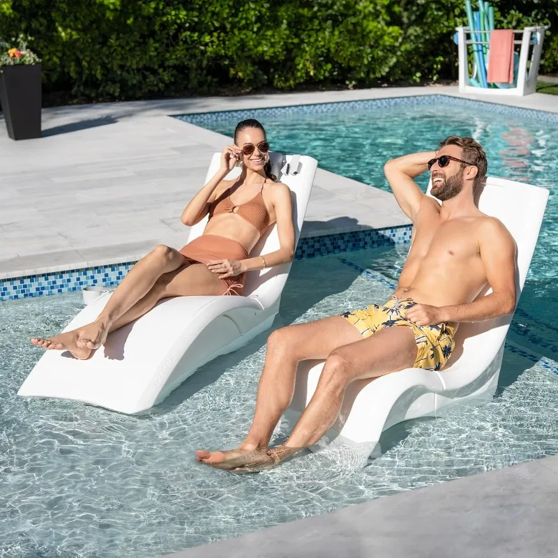 Vero Pool Lounger with Riser, Fade-Resistant, Waterproof Patio Furniture, Pool Lounge Chair for Sun Shelf, Use in Pools up to