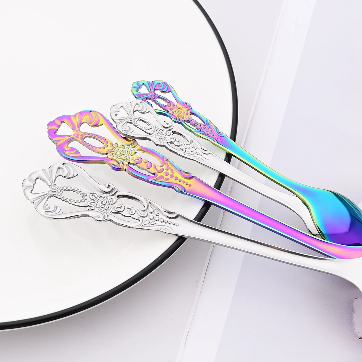 Mirror 24Pcs Vintage Dinnerware Set Stainless Steel Cutlery Set Knives Fork Teaspoon Tableware Kitchen Flatware Silverware Set