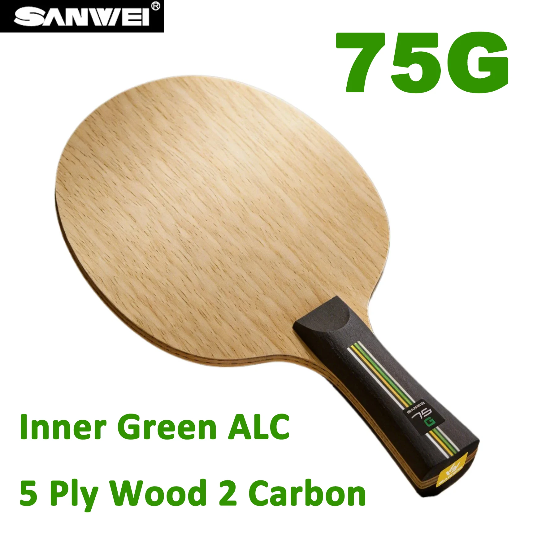original-sanwei-75g-table-tennis-blade-inner-green-alc-5-wood-2-carbon-ping-pong-paddle-professional-allround-ping-pong-racket